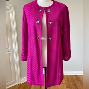 Ming Wang fuchsia blazer size large modest mature office business career grommet